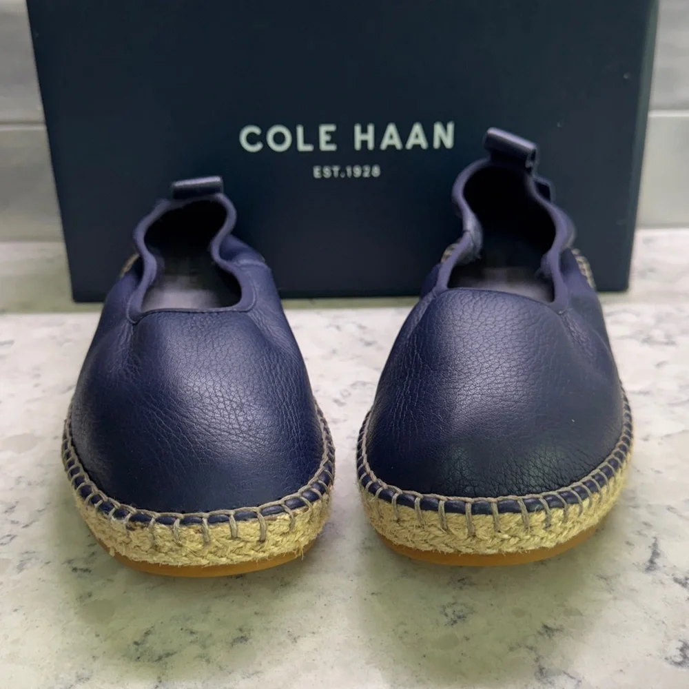 Cole Haan Cloudfeel Leather Espadrille sz 7.5 Marine Blue Leather 🌸 - Picture 7 of 8